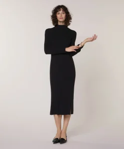 New Rodier Robe longue en maille noir