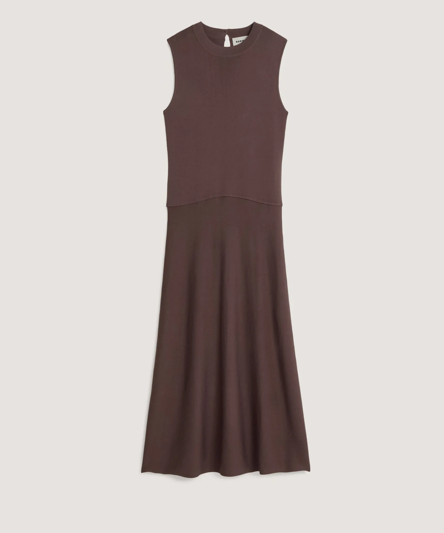 Rodier Robe longue évasée marron écorce