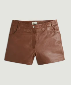 Discount Rodier Short en cuir marron