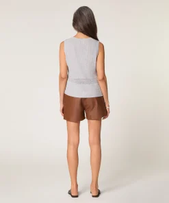 Discount Rodier Short en cuir marron