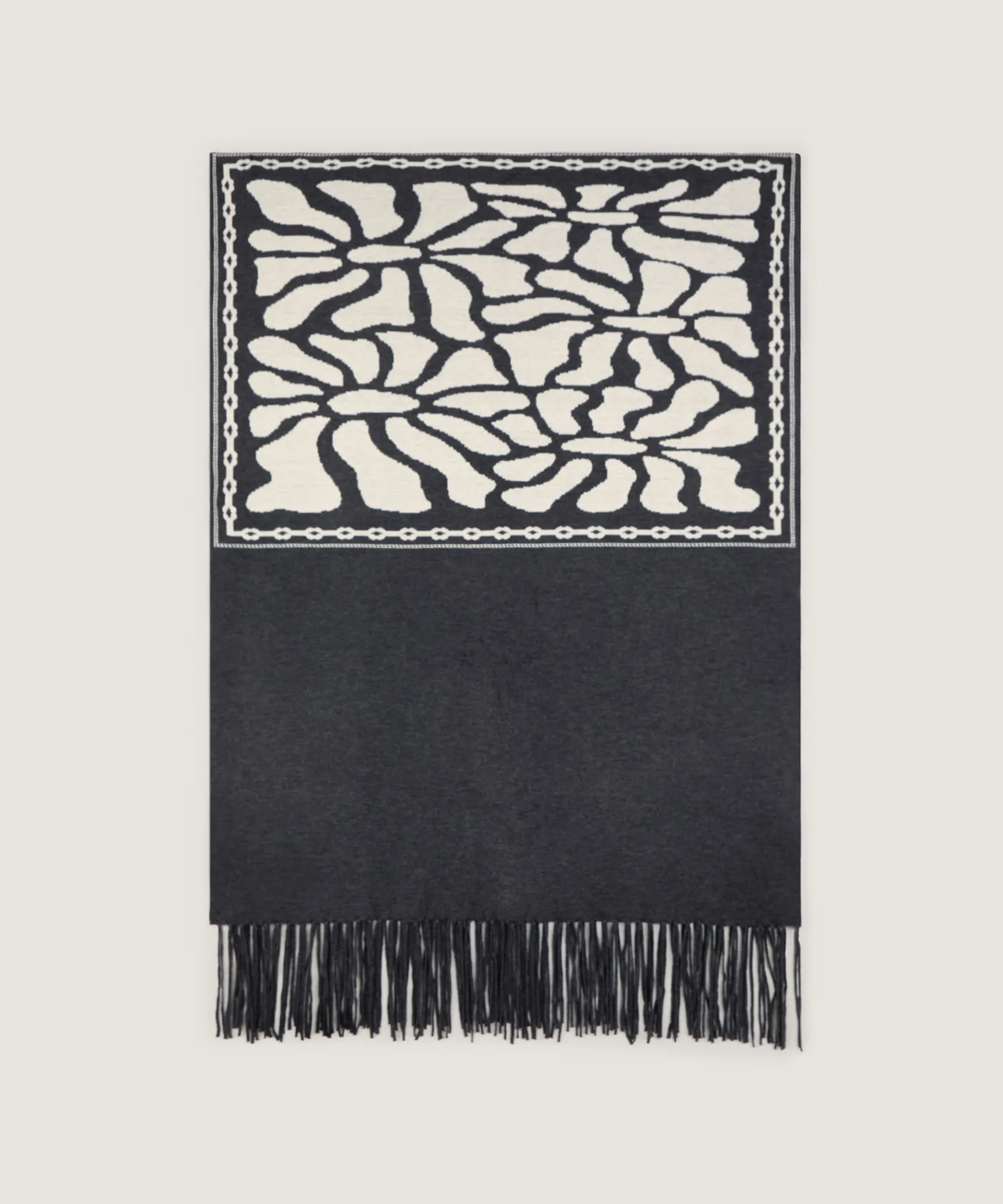 Clearance Rodier Étole en maille jacquard gris foncé