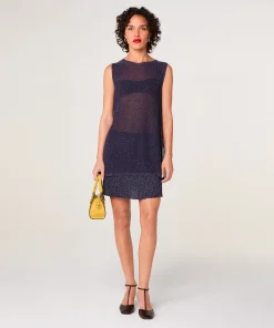 New Rodier Top en maille lurex bleu marine