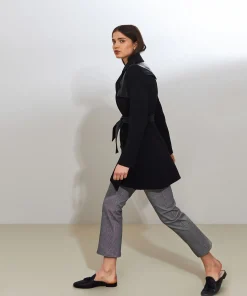 Rodier Trench-coat bi-matière cuir noir