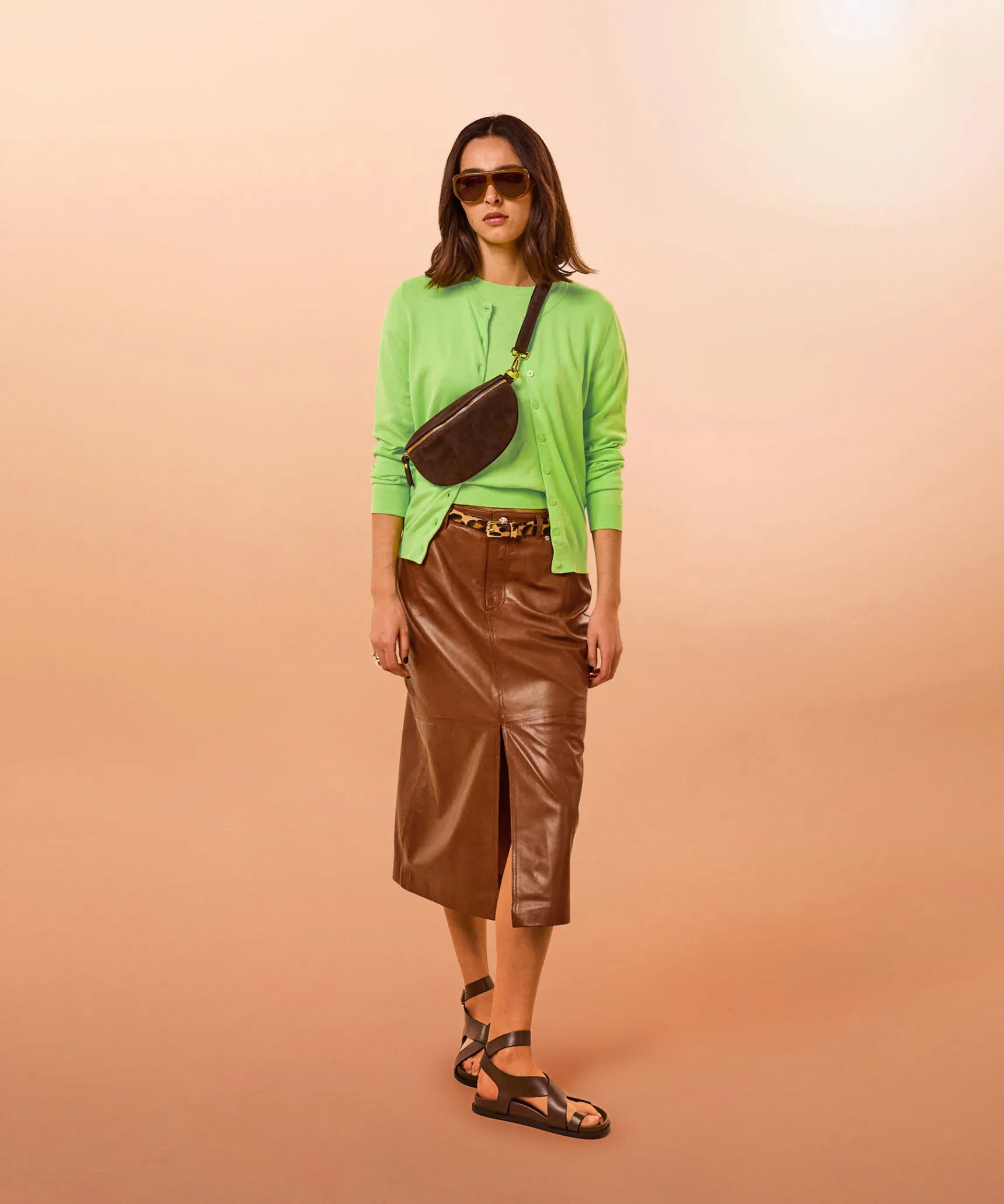 New Rodier Twin-set coton vert tilleul