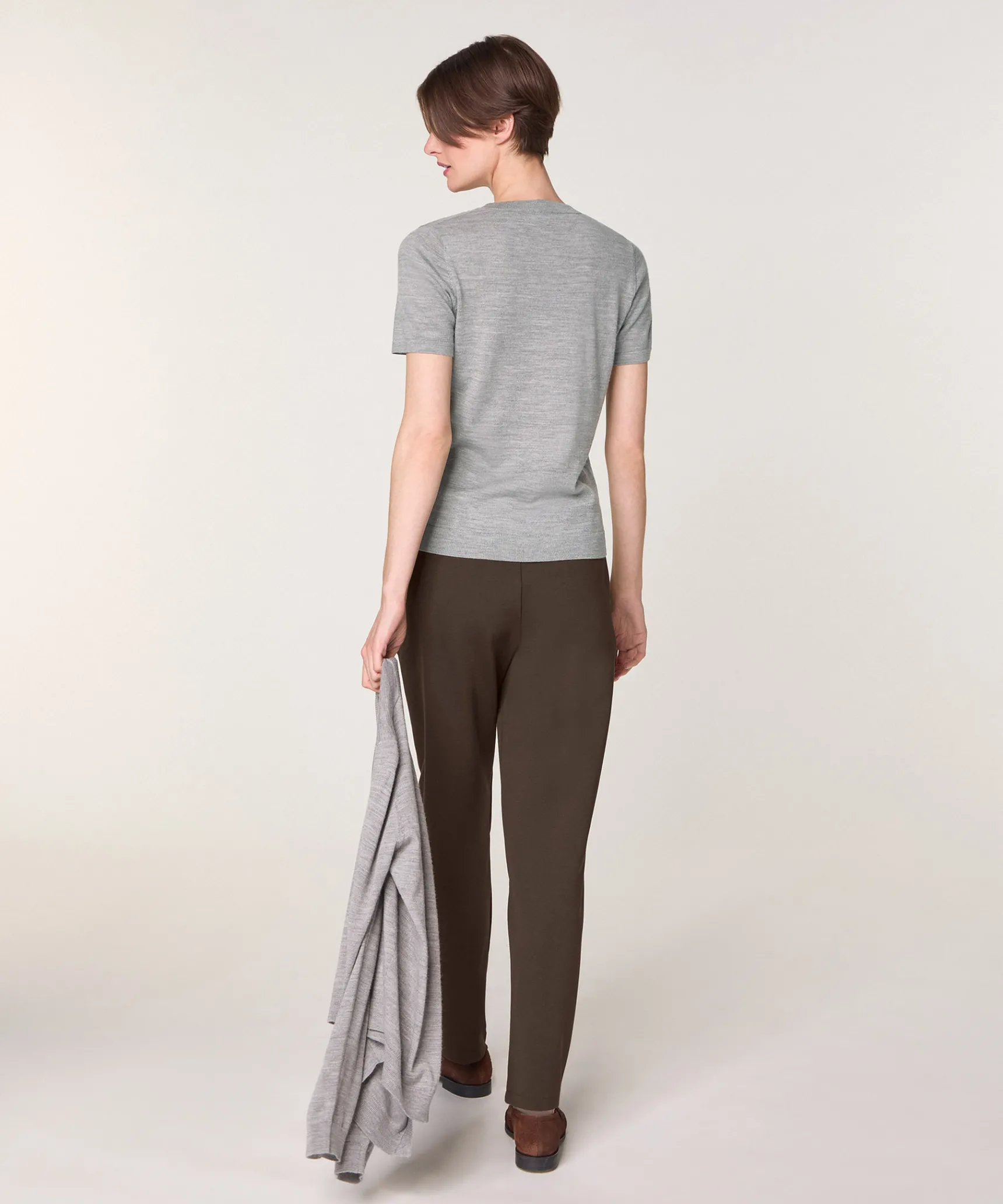 Clearance Rodier Twin-set en laine mérinos gris chiné