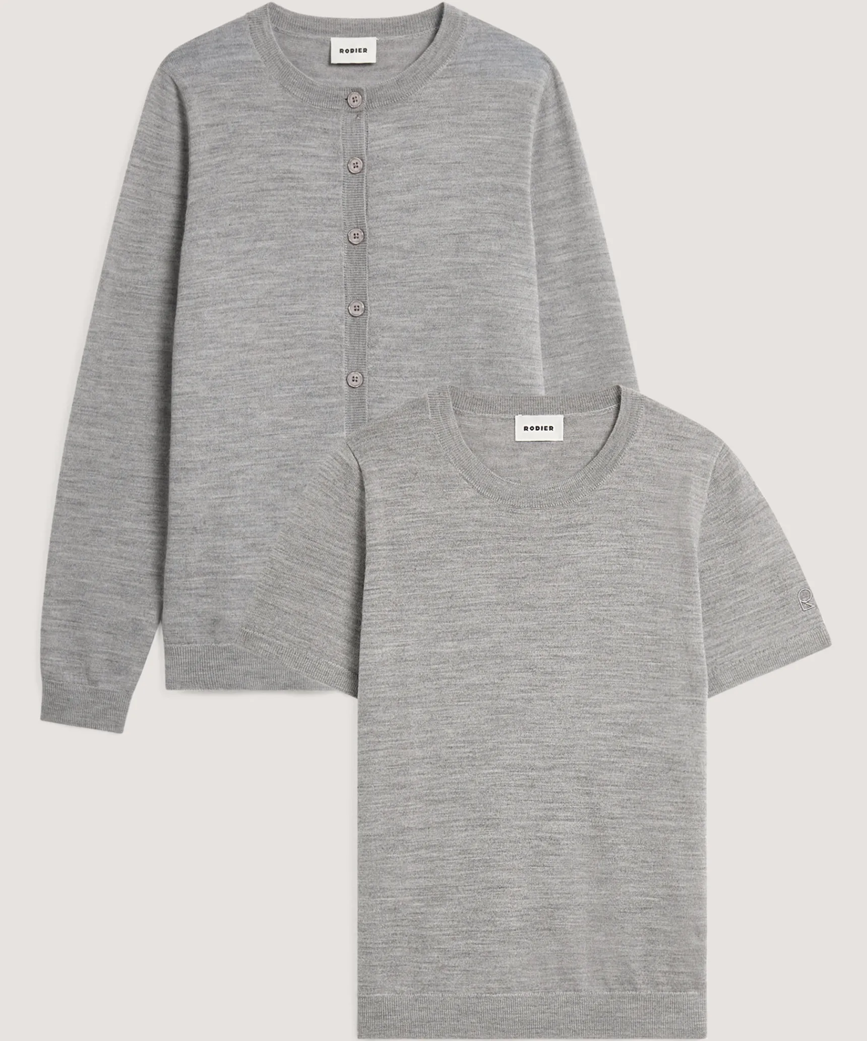 Clearance Rodier Twin-set en laine mérinos gris chiné