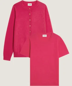 Discount Rodier Twin-set en laine mérinos rose fuchsia
