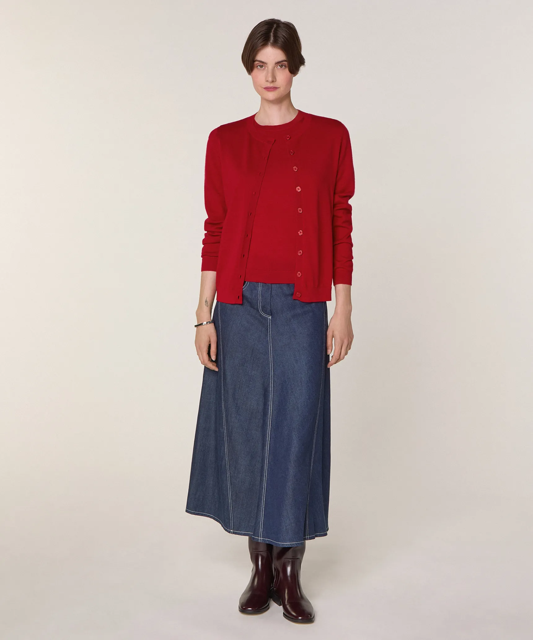 Rodier Twin-set en laine mérinos rouge