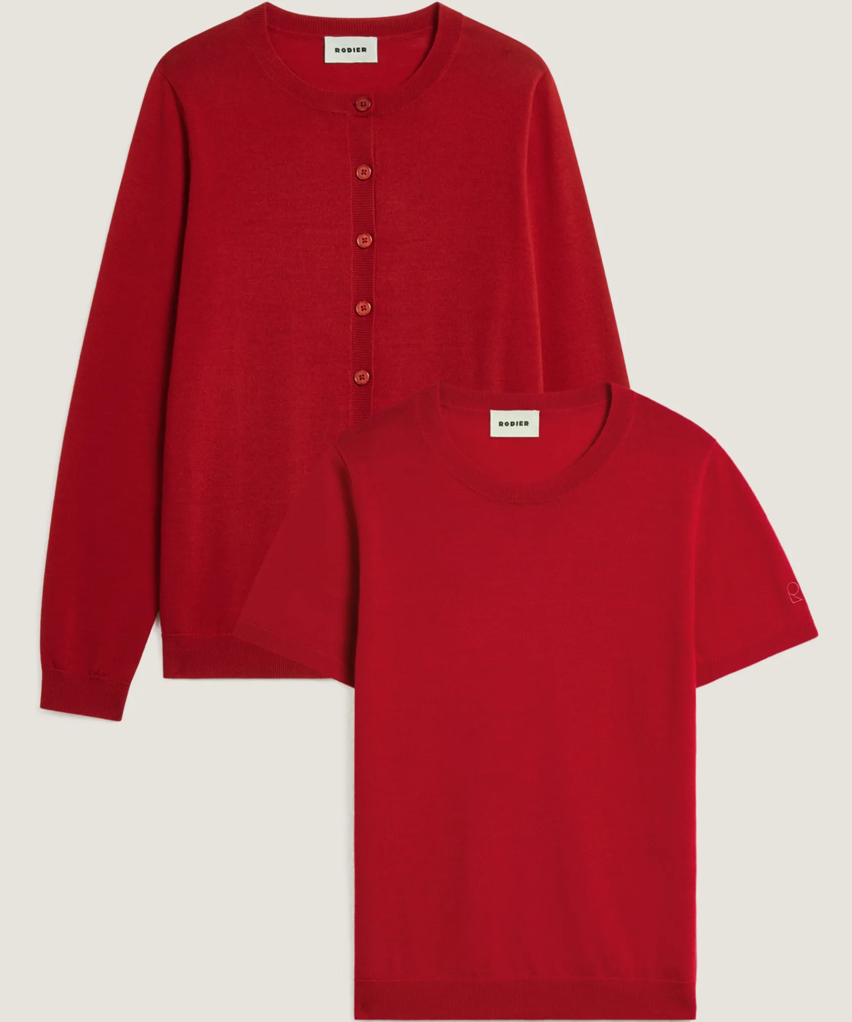Rodier Twin-set en laine mérinos rouge