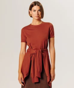 Online Rodier Twin-set en maille orange rouille