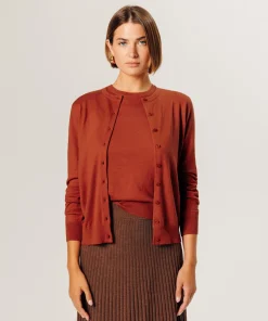 Online Rodier Twin-set en maille orange rouille