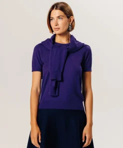 Sale Rodier Twin-set en maille violet fonce
