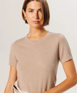 Online Rodier Twin-set rayé en laine mérinos beige ficelle