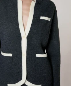 Online Rodier Veste bicolore en maille double face gris foncé