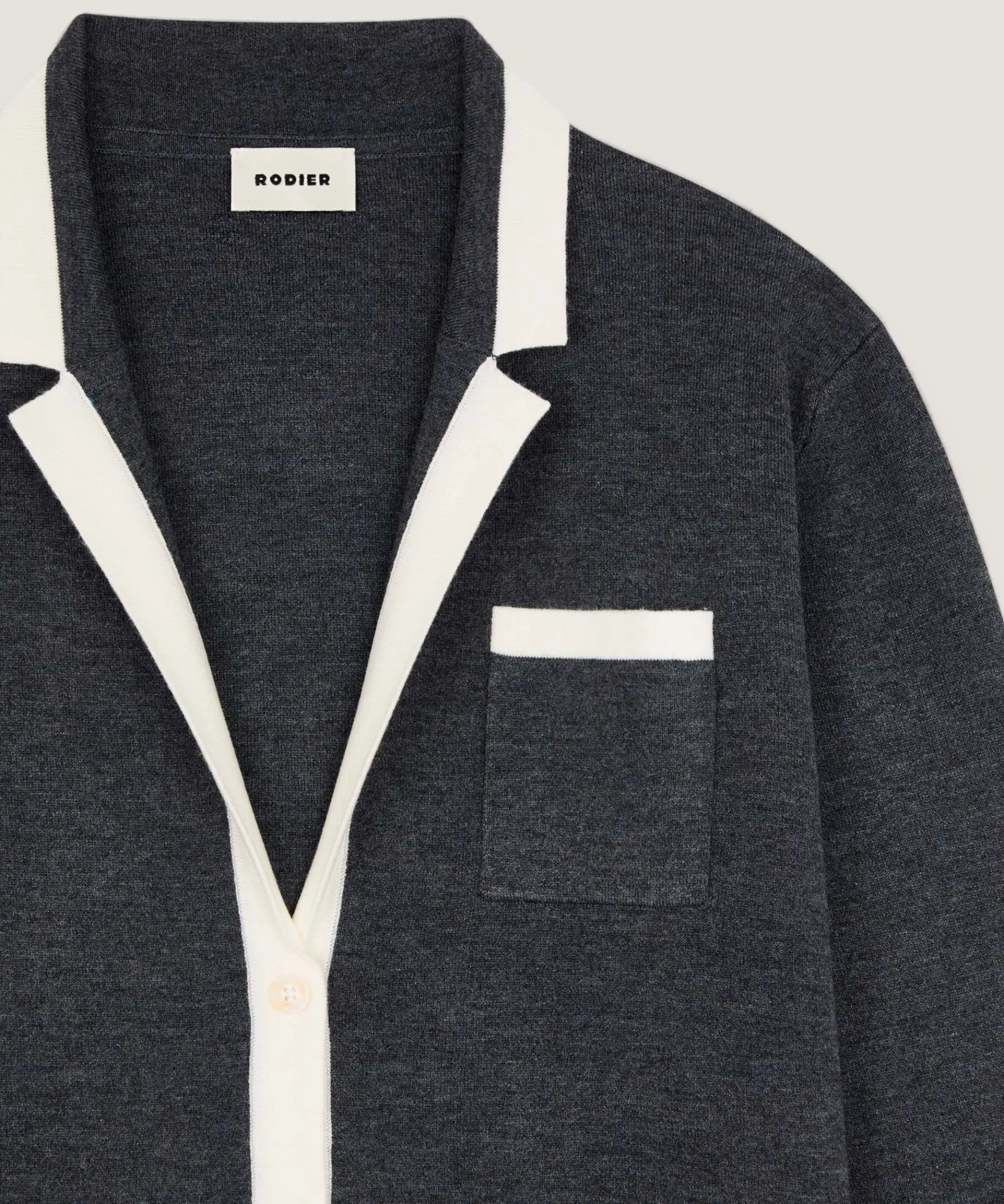 Online Rodier Veste bicolore en maille double face gris foncé