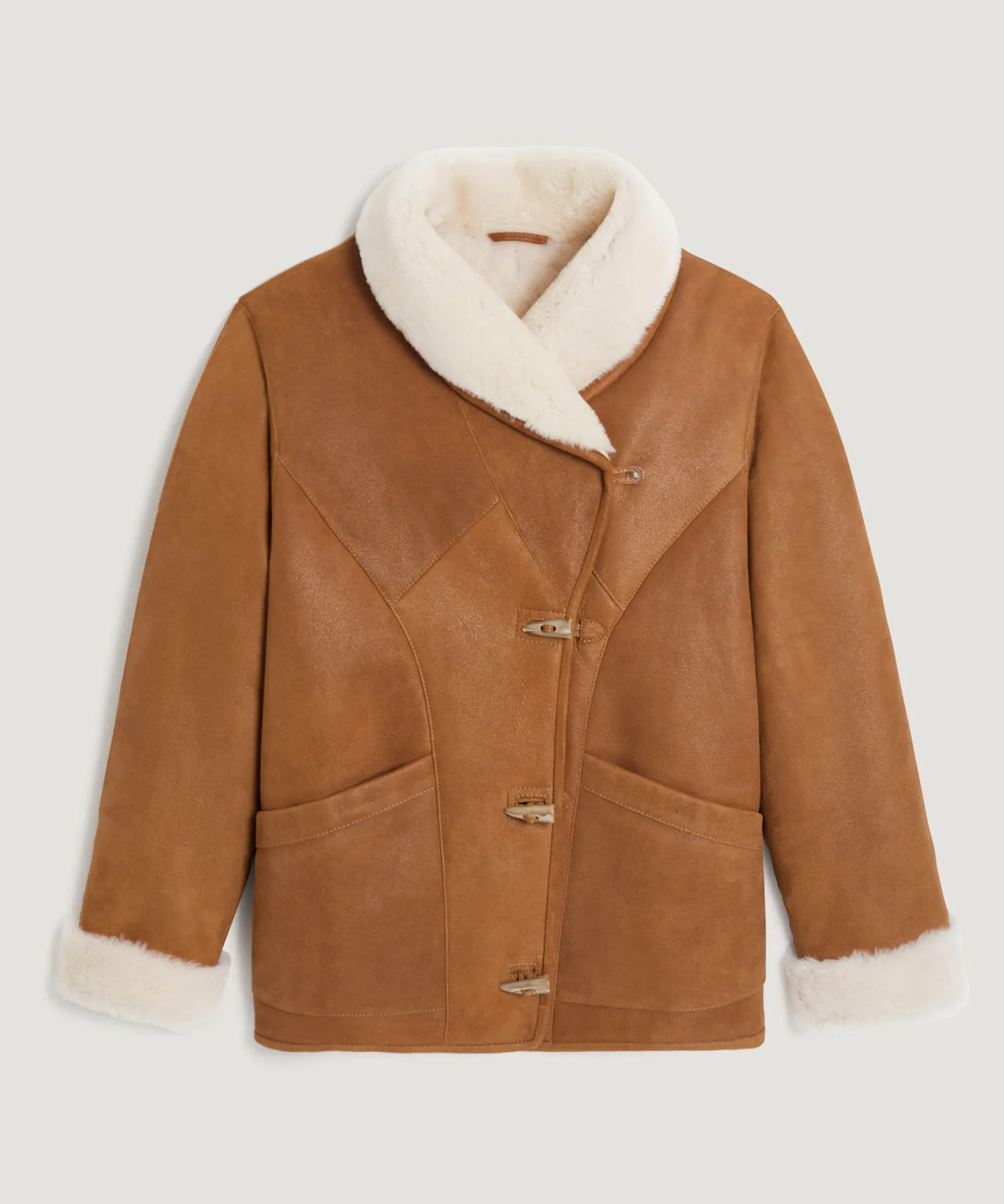 Online Rodier Veste canadienne en peau lainée marron camel