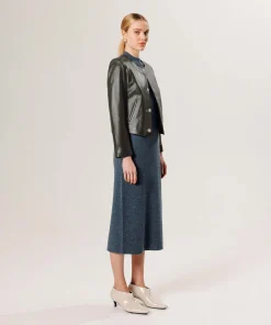 Best Rodier Veste courte en cuir vert olive