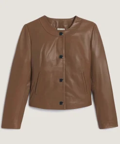 Hot Rodier Veste courte en cuir marron camel