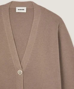Best Rodier Veste courte en maille milano marron moka