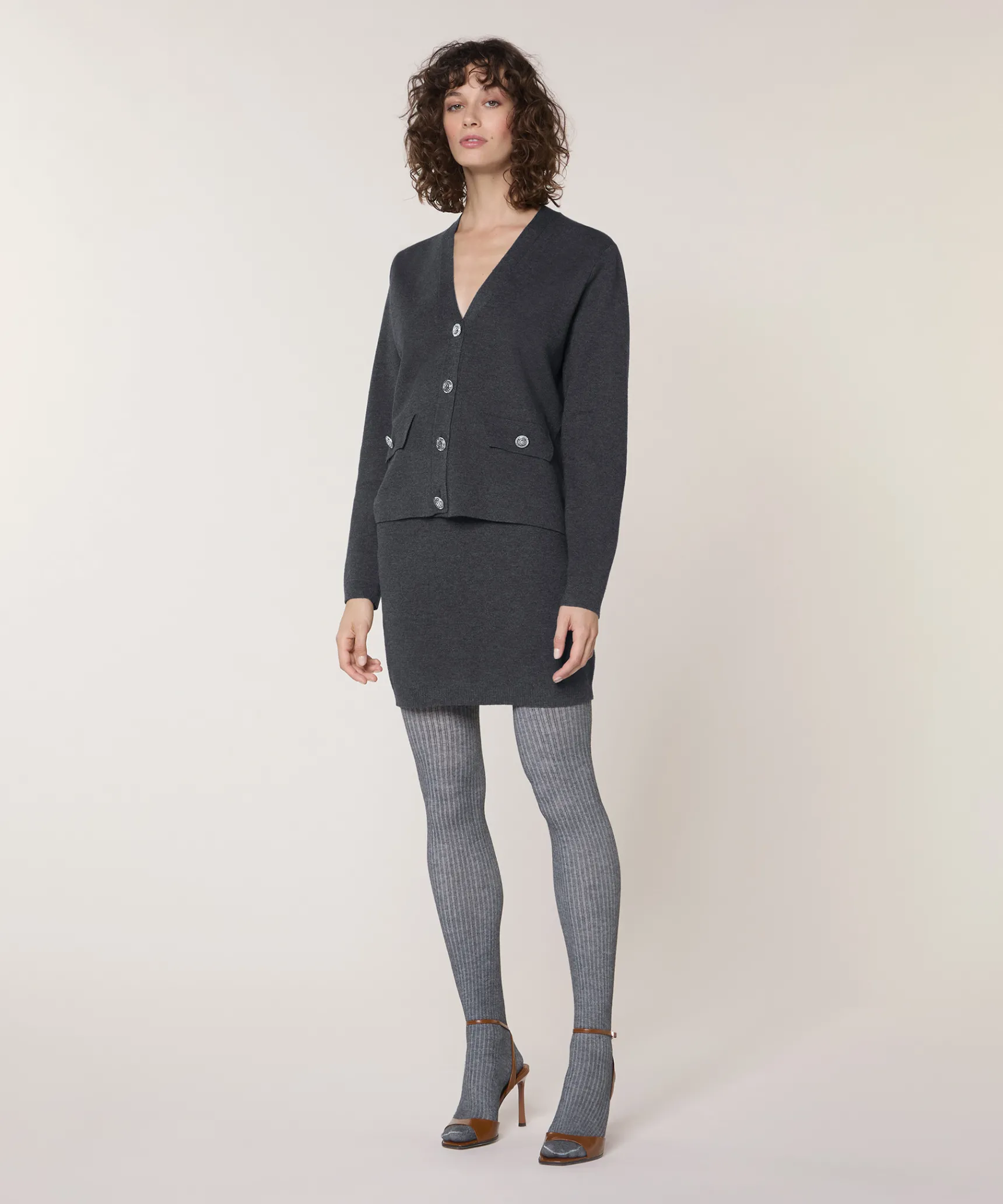 Sale Rodier Veste courte en maille milano gris foncé