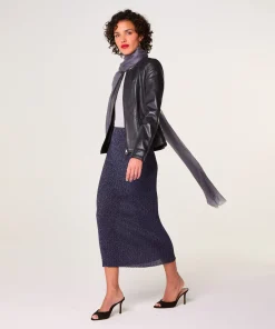Online Rodier Veste courte zippée en cuir bleu nuit