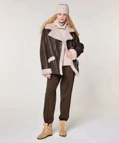 Sale Rodier Veste croisée en peau lainée marron