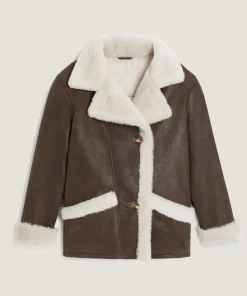 Sale Rodier Veste croisée en peau lainée marron
