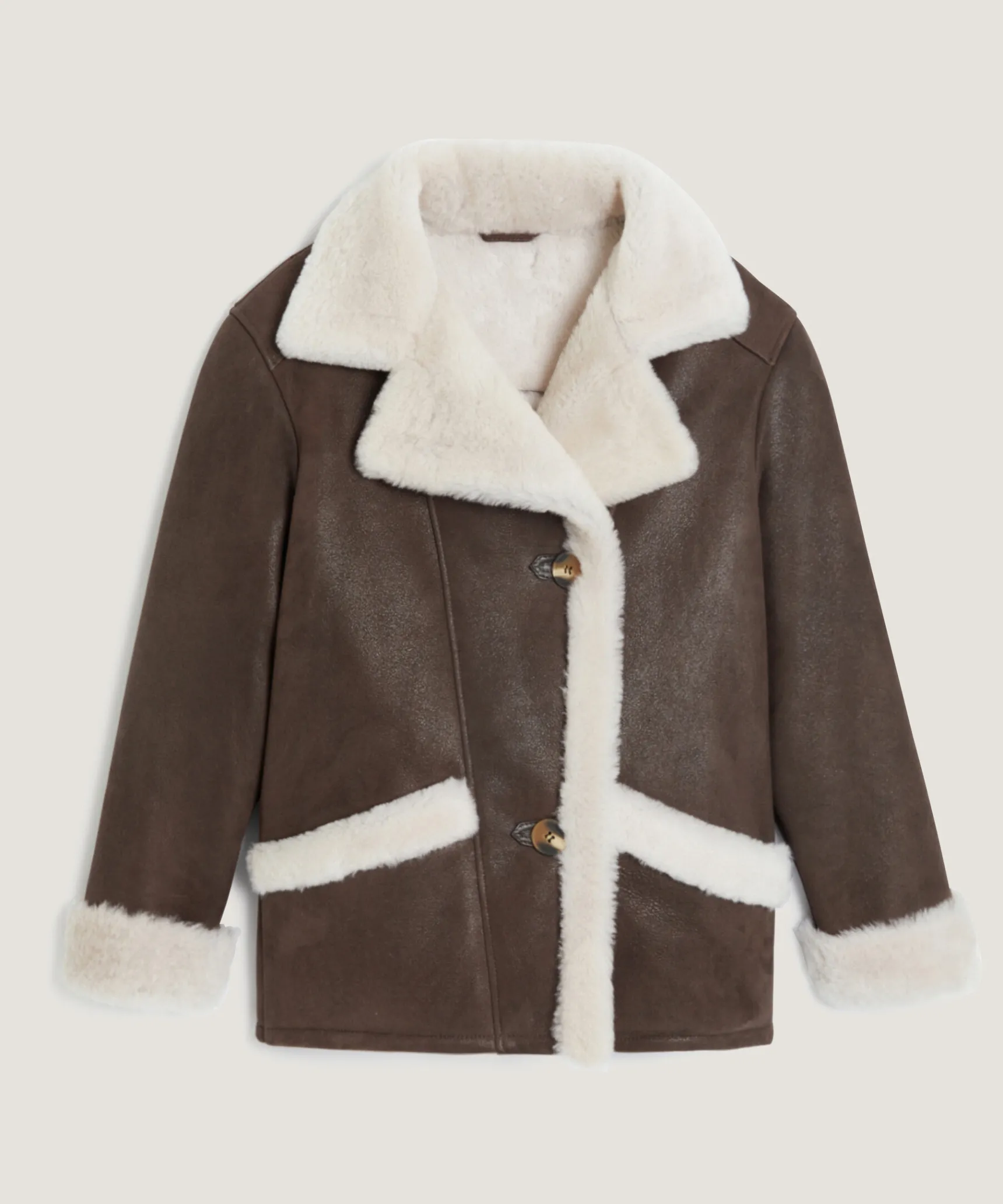 Sale Rodier Veste croisée en peau lainée marron