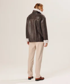 Sale Rodier Veste croisée en peau lainée marron
