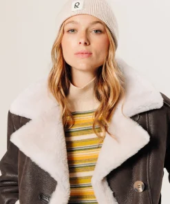 Sale Rodier Veste croisée en peau lainée marron
