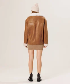 Online Rodier Veste croisée en peau lainée beige camel