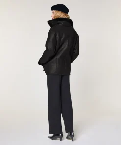 Clearance Rodier Veste croisée en peau lainée noir