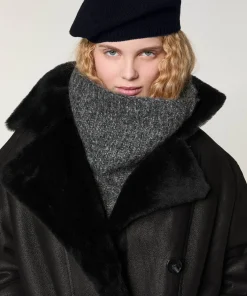 Clearance Rodier Veste croisée en peau lainée noir