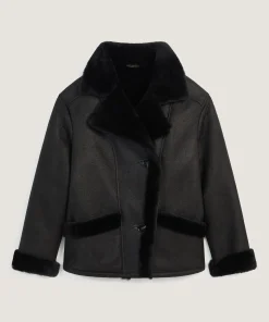 Clearance Rodier Veste croisée en peau lainée noir