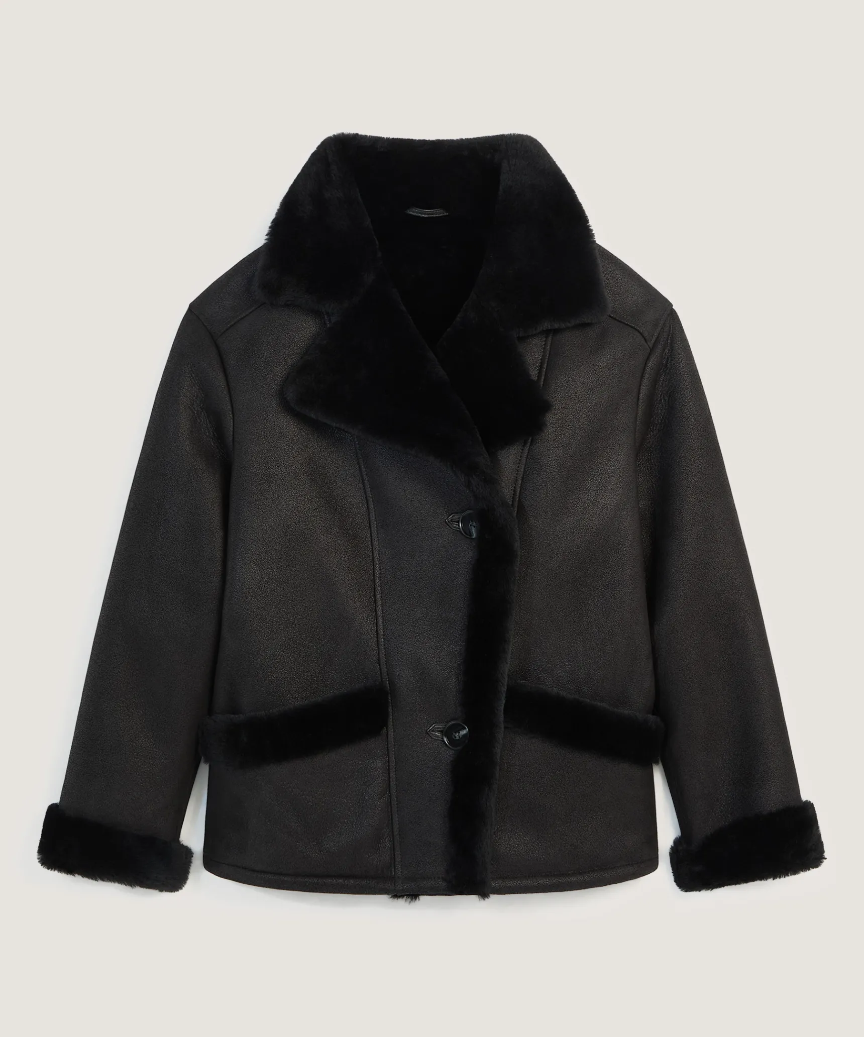 Clearance Rodier Veste croisée en peau lainée noir