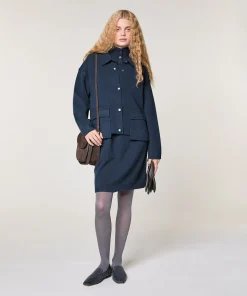 New Rodier Veste double face en laine bleu denim