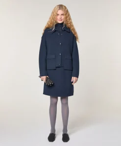New Rodier Veste double face en laine bleu denim