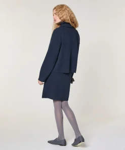 New Rodier Veste double face en laine bleu denim