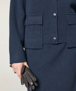 New Rodier Veste double face en laine bleu denim