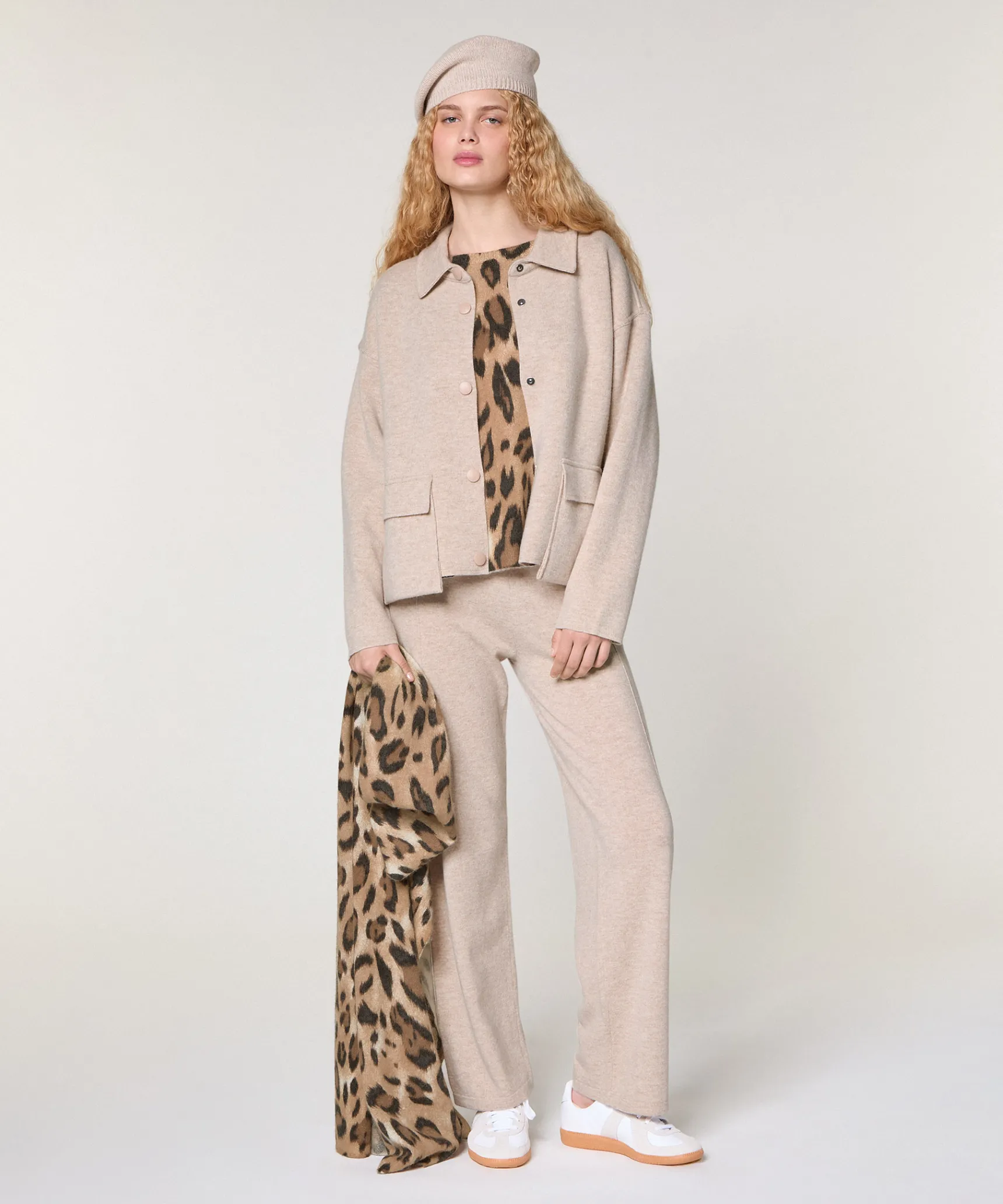 Outlet Rodier Veste double face en laine beige chiné