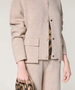 Outlet Rodier Veste double face en laine beige chiné