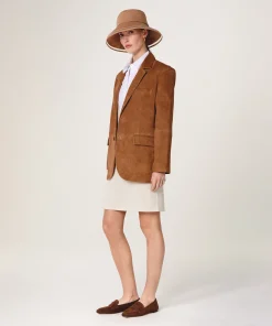 Online Rodier Veste en cuir de chèvre velours camel