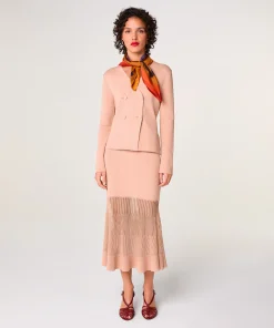 Sale Rodier Veste en maille croisée rose poudré