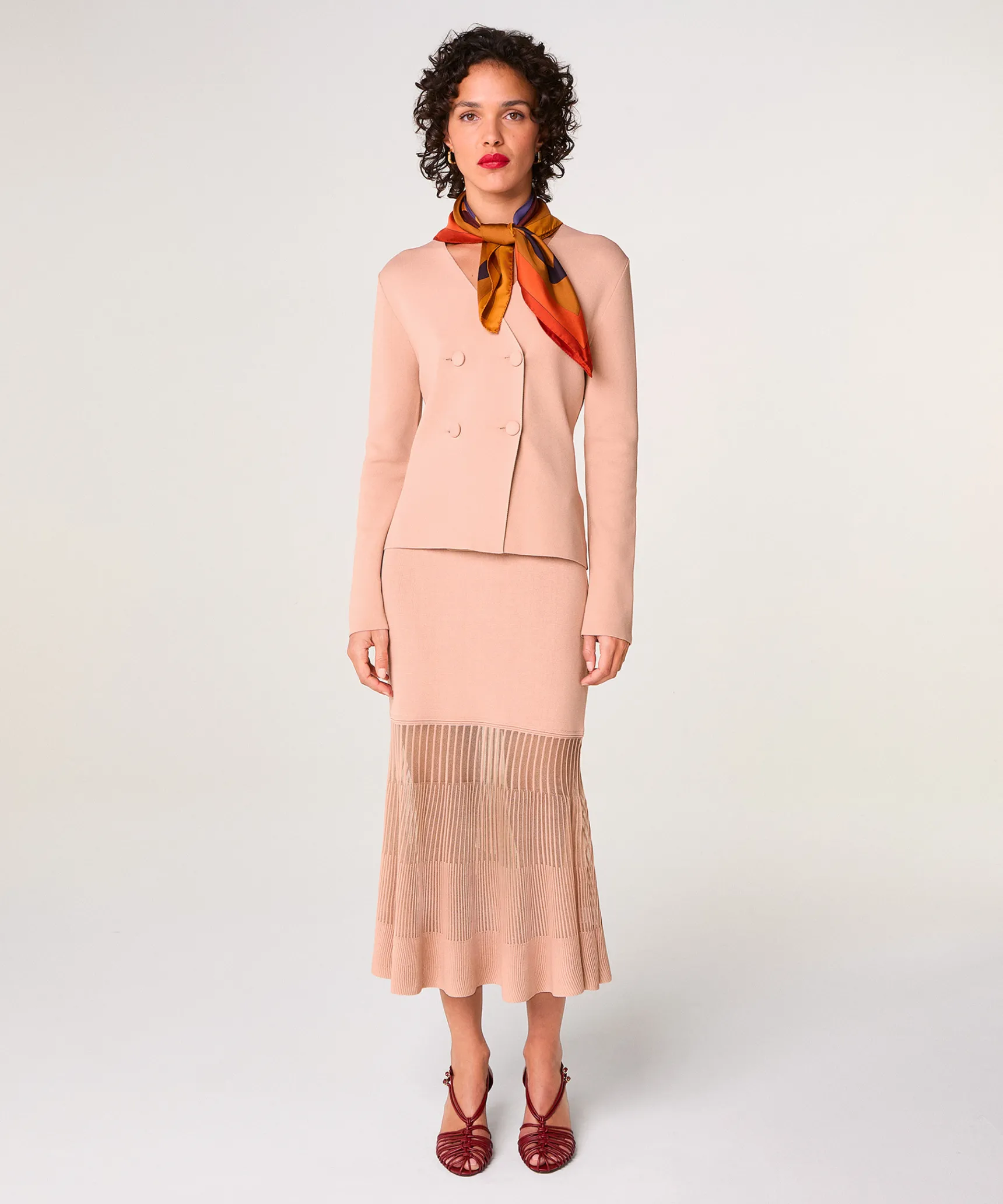 Sale Rodier Veste en maille croisée rose poudré