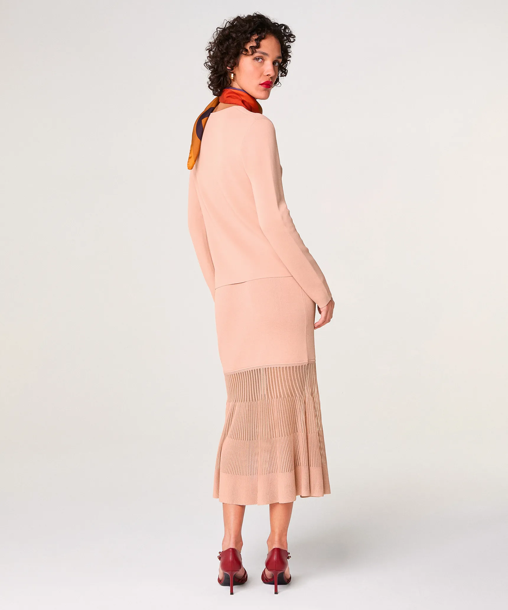 Sale Rodier Veste en maille croisée rose poudré