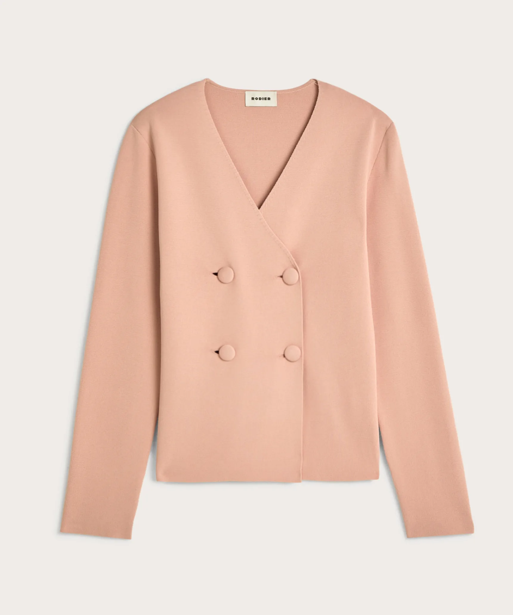Sale Rodier Veste en maille croisée rose poudré
