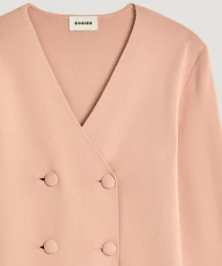 Sale Rodier Veste en maille croisée rose poudré