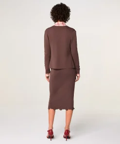Best Rodier Veste en maille croisée marron écorce