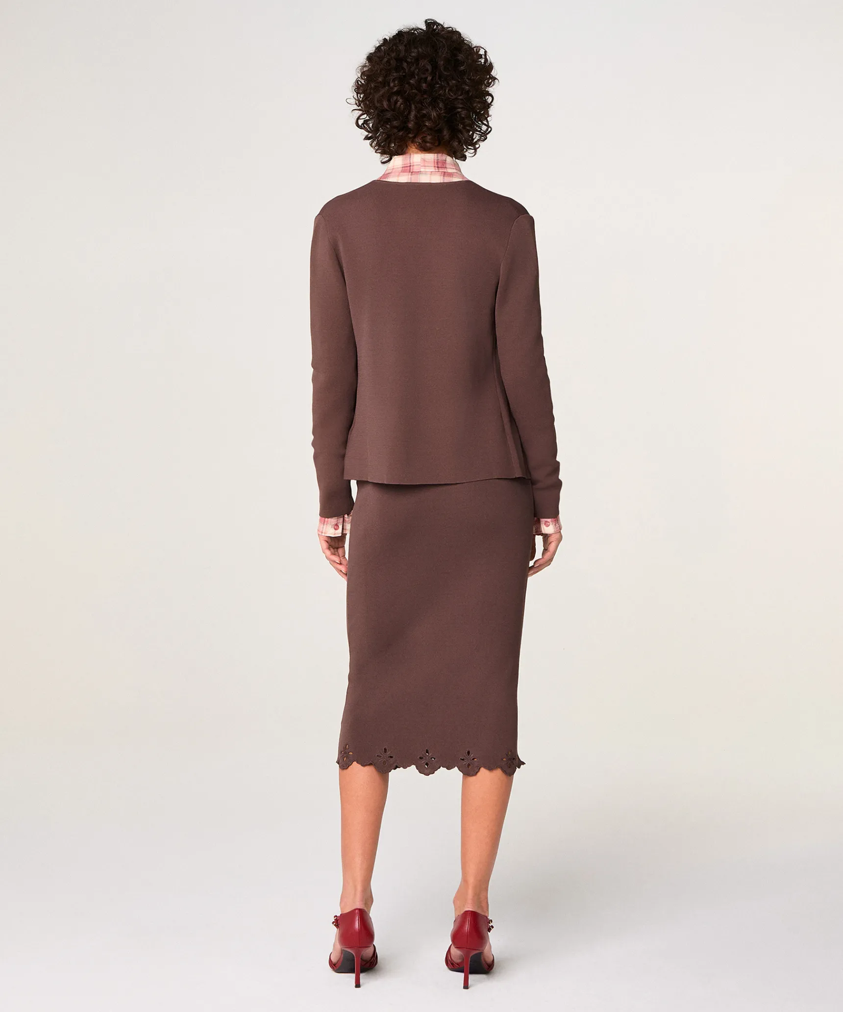 Best Rodier Veste en maille croisée marron écorce