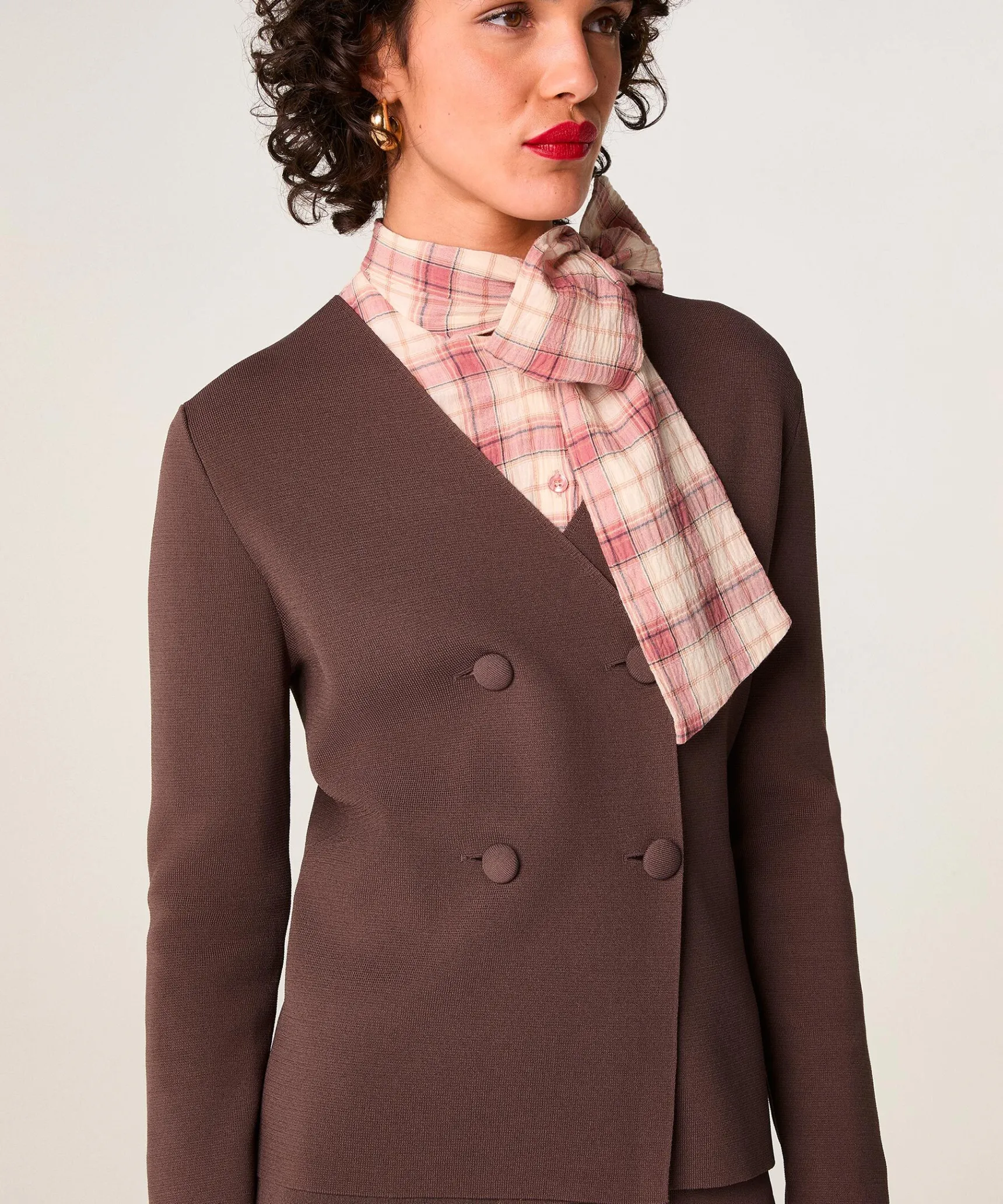 Best Rodier Veste en maille croisée marron écorce